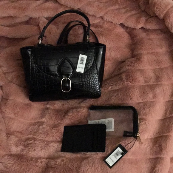 Black croc embossed purse, cardholder, pouch, NWT